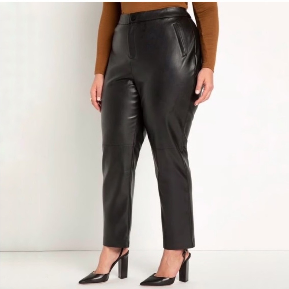 Eloquii Black Faux Leather Pants Size 18